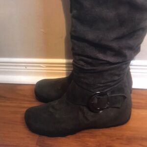 Black Suede Over the Knee Boots with Stiletto Heel